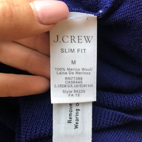 J Crew Merino Wool Blue Vneck Sweater - Picture 4 of 4